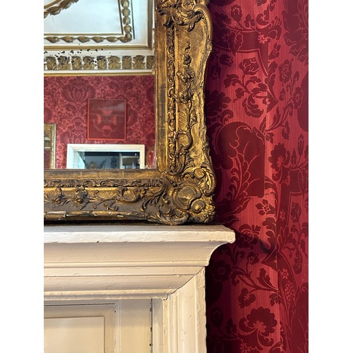 69 - A 19TH CENTURY GILT WOOD WALL MIRROR, 

100cm x 85cm