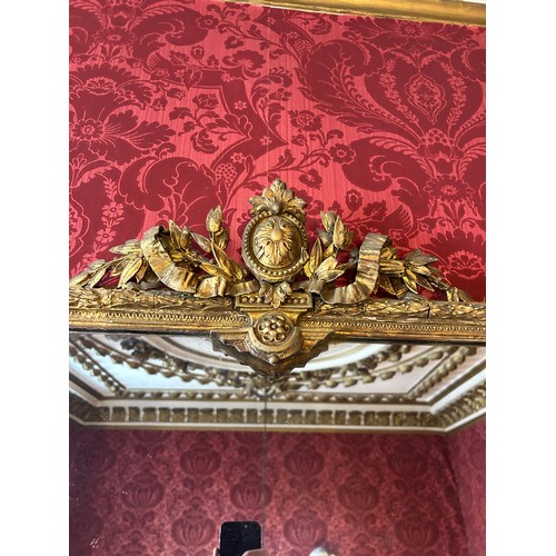 72 - A LARGE 19TH CENTURY FRENCH GILT WOOD WALL MIRROR,

143cm x 130cm