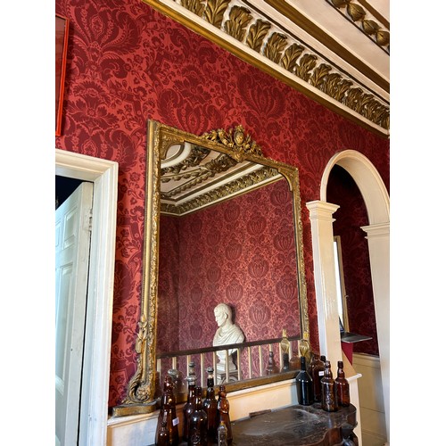 72 - A LARGE 19TH CENTURY FRENCH GILT WOOD WALL MIRROR,

143cm x 130cm