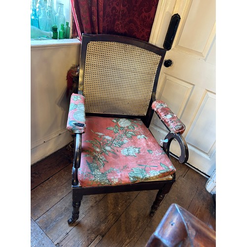 75 - A 19TH CENTURY MAHOGANY CAMPAIGN ARMCHAIR, 

102cm x 80cm x 63cm