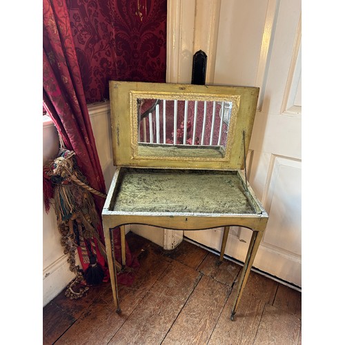 86 - AN 18TH CENTURY SHERATON DESIGN NEOCLASSICAL HAND PAINTED DRESSING TABLE, 

Raised on four tapering ... 