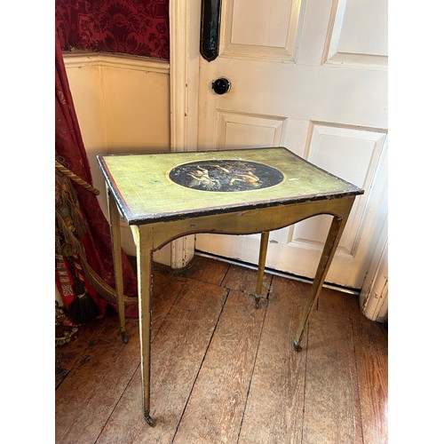 86 - AN 18TH CENTURY SHERATON DESIGN NEOCLASSICAL HAND PAINTED DRESSING TABLE, 

Raised on four tapering ... 