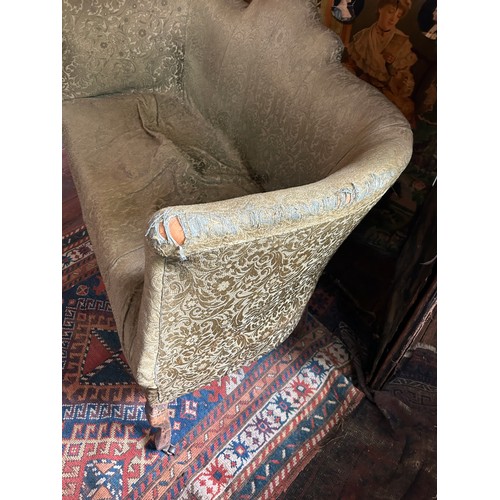 87 - AN EARLY 20TH CENTURY TWO SEATER SOFA UPHOLSTERED IN CASA PUPO FOLIATE DESIGN FABRIC, 

130cm x 85cm... 