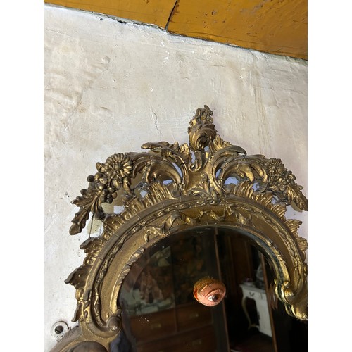 94 - A LARGE 19TH CENTURY GILT WOOD OVERMANTLE MIRROR, 

140cm x 106cm