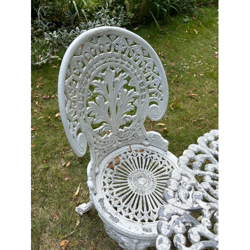 109 - A CIRCULAR GARDEN TABLE WITH VARIOUS ALUMNIUM CHAIRS MANY IN THE COALBROOKDALE STYLE,  

Each chair ... 