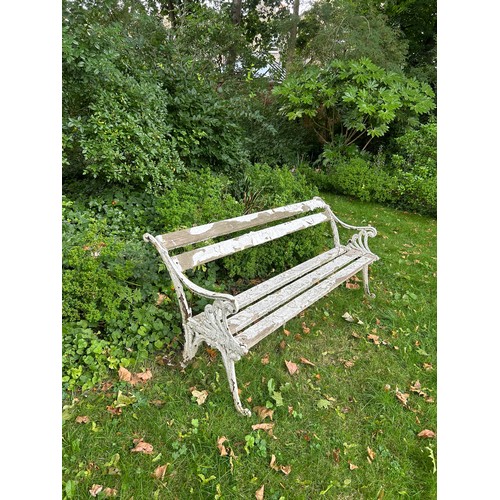 111 - A LARGE ANTIQUE WHITE GARDEN BENCH, 

192cm x 72cm x 72cm