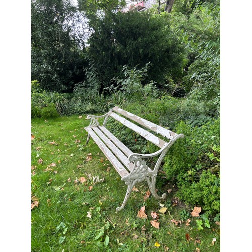 111 - A LARGE ANTIQUE WHITE GARDEN BENCH, 

192cm x 72cm x 72cm