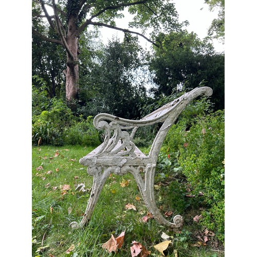 111 - A LARGE ANTIQUE WHITE GARDEN BENCH, 

192cm x 72cm x 72cm