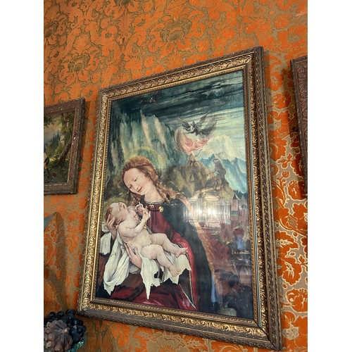 14 - A LARGE COLLECTION OF ANN BROADBENT DECOUPAGE AND PRINTED ICONS, PICTURES, SOME IN ANTIQUE FRAMES (2... 