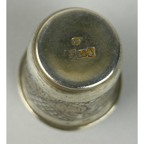 115 - A RUSSIAN SILVER NIELO SHOT GLASS, 

Weight: 38gms