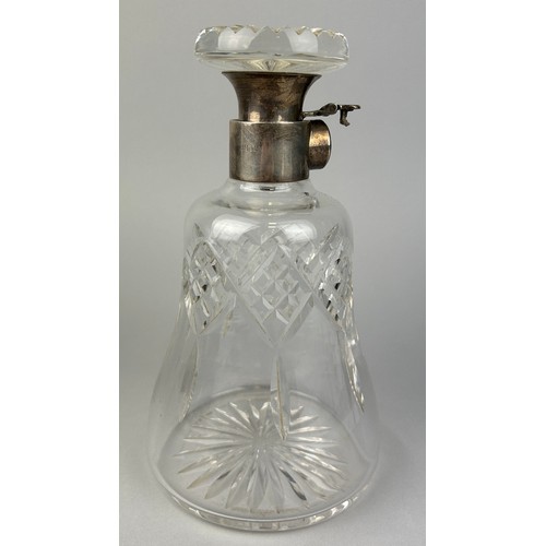 116 - A SILVER COLLARED LOCKING DECANTER, 

No key. 

21cm H