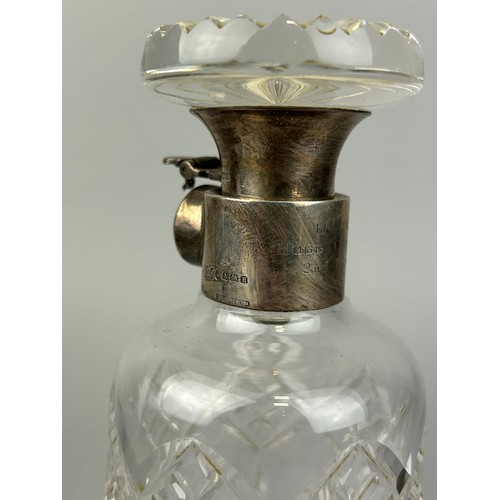 116 - A SILVER COLLARED LOCKING DECANTER, 

No key. 

21cm H