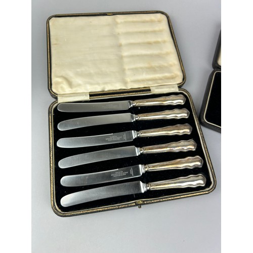 117 - A MATCHED SILVER CHRISTENING SET WITH SILVER HANDLED SHEFFIELD KNIVES,