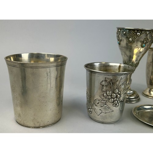 139 - A COLLECTION OF JUDAICA INTEREST SILVER WARE TO INCLUDE A LARGE MENORA MARKED 800, 

Menora (af) hei... 