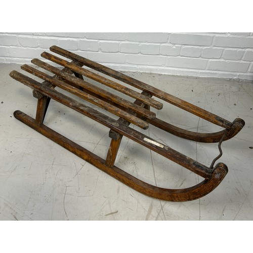 780 - AN ANTIQUE WOODEN SLEIGH, 

95cm x 30cm x 25cm