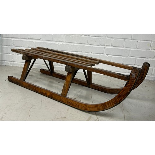 780 - AN ANTIQUE WOODEN SLEIGH, 

95cm x 30cm x 25cm