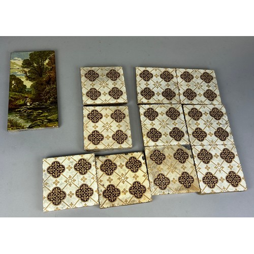 821 - A LARGE COLLECTION OF GLAZED TILES, MANY OF WHICH MARKED MINTONS TO VERSO, 

Average 15cm x 15cm 

S... 