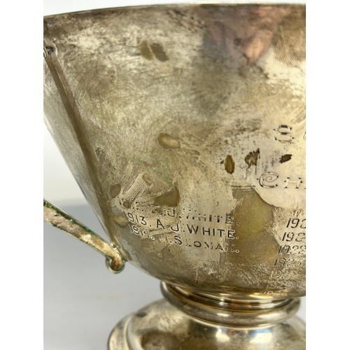 153 - BIRKBECK UNIVERSITY OF LONDON: AN ARTS AND CRAFTS SILVER TROPHY CUP 'STUDENT'S UNION ONE MILE CHALLE... 