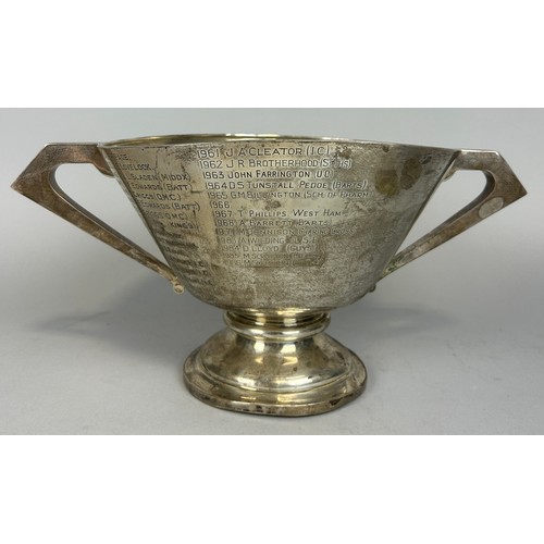 153 - BIRKBECK UNIVERSITY OF LONDON: AN ARTS AND CRAFTS SILVER TROPHY CUP 'STUDENT'S UNION ONE MILE CHALLE... 