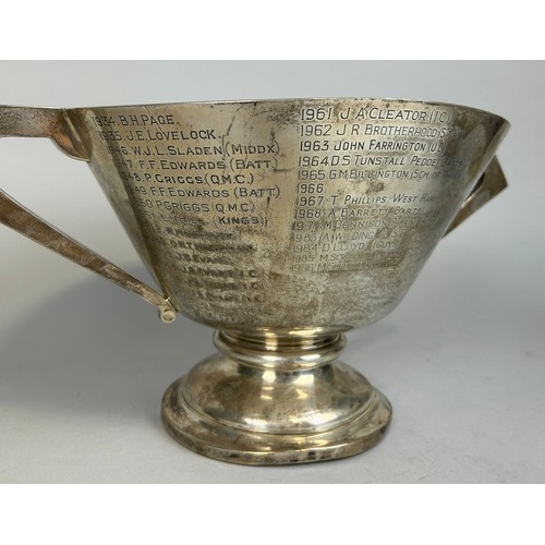 153 - BIRKBECK UNIVERSITY OF LONDON: AN ARTS AND CRAFTS SILVER TROPHY CUP 'STUDENT'S UNION ONE MILE CHALLE... 