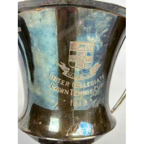 155 - SPORTING INTEREST: AN ARTS AND CRAFTS SILVER TROPHY FOR THE UNIVERSITY OF LONDON INTER COLLEGIATE LA... 