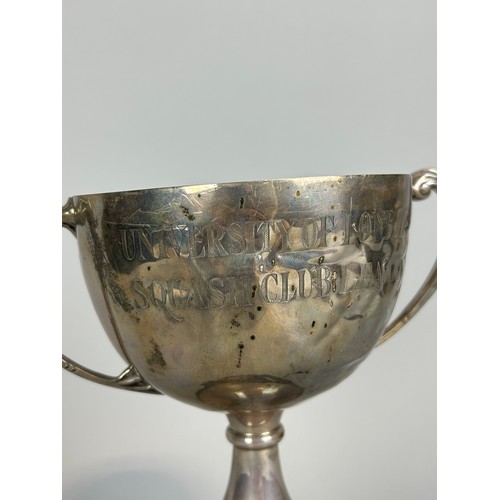 156 - SPORTING INTEREST, THE UNIVERSITY OF LONDON: A SILVER TROPHY CUP FOR THE UNIVERSITY OF LONDON SQUASH... 