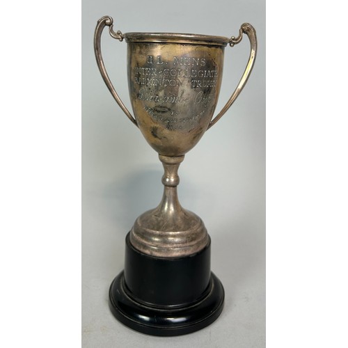 158 - SPORTING INTEREST: A SILVER TROPHY CUP FOR THE UNIVERSITY OF LONDON MEN'S INTER-COLLEGIATE BADMINTON... 