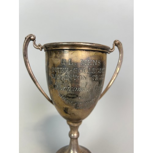 158 - SPORTING INTEREST: A SILVER TROPHY CUP FOR THE UNIVERSITY OF LONDON MEN'S INTER-COLLEGIATE BADMINTON... 