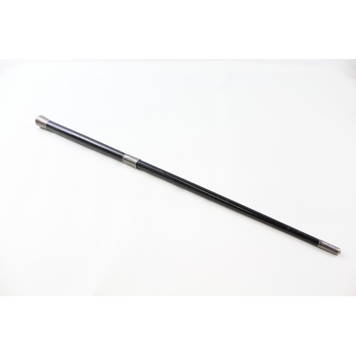 167 - A 925 STERLING SILVER BANDED AND EBONY SWAGGER STICK,