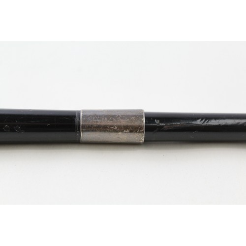 167 - A 925 STERLING SILVER BANDED AND EBONY SWAGGER STICK,