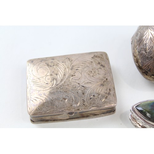 177 - FIVE 800, 900 AND 925 STERLING SILVER PILL OR TRINKET BOXES,