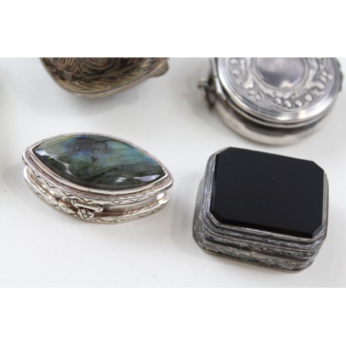 177 - FIVE 800, 900 AND 925 STERLING SILVER PILL OR TRINKET BOXES,