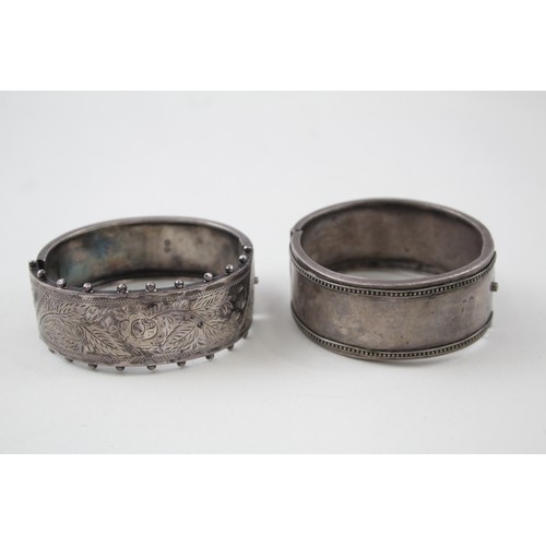 185 - TWO SILVER ANTIQUE BANGLES INCLUDING ETCHED DESIGN, 

Weight: 55gms