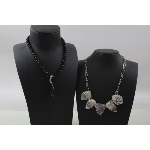 199 - TWO SILVER WHITNEY KELLY GEMSTONE NECKLACES, 

Weight: 117gms