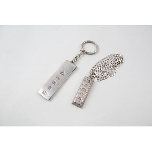 194 - SILVER INGOT JEWELLERY INCLUDING NECKLACE AND MONEY CLIP KEYCHAIN, 

Weight: 77gms