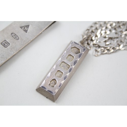 194 - SILVER INGOT JEWELLERY INCLUDING NECKLACE AND MONEY CLIP KEYCHAIN, 

Weight: 77gms