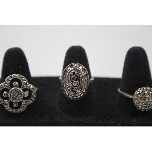 201 - A COLLECTION OF SILVER VINTAGE MARCASITE RINGS,

Weight: 24gms