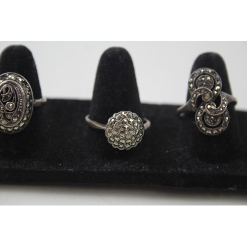 201 - A COLLECTION OF SILVER VINTAGE MARCASITE RINGS,

Weight: 24gms