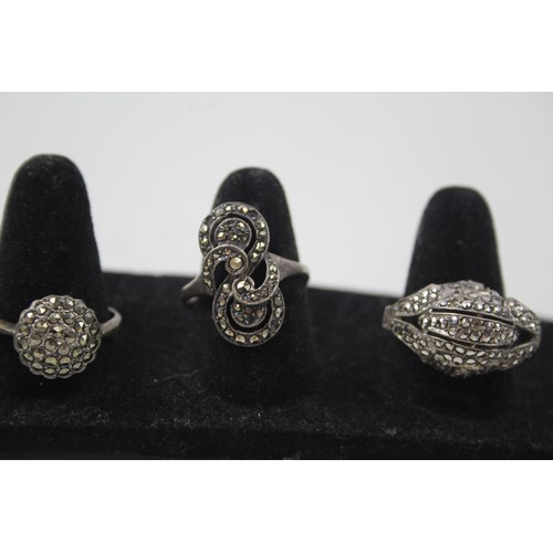 201 - A COLLECTION OF SILVER VINTAGE MARCASITE RINGS,

Weight: 24gms