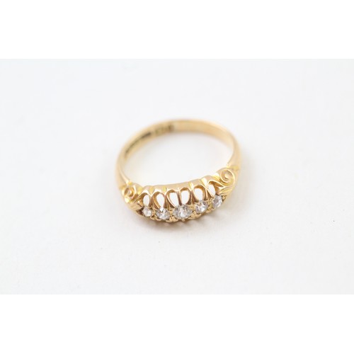 254 - AN 18CT GOLD ANTIQUE ROSE AND OLD MINE CUT DIAMOND SET FIVE STONE ETERNITY RING, 

Weight: 2.1gms