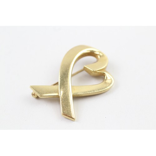 230 - AN 18CT GOLD PALOMA PICASSO FOR TIFFANY LOVING HEART PIN BROOCH, 

Weight: 9.0gms