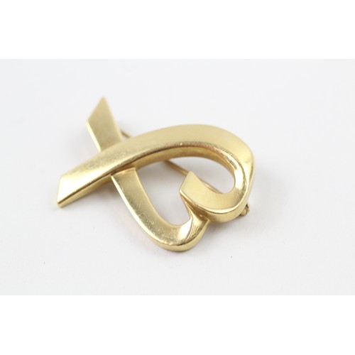 230 - AN 18CT GOLD PALOMA PICASSO FOR TIFFANY LOVING HEART PIN BROOCH, 

Weight: 9.0gms