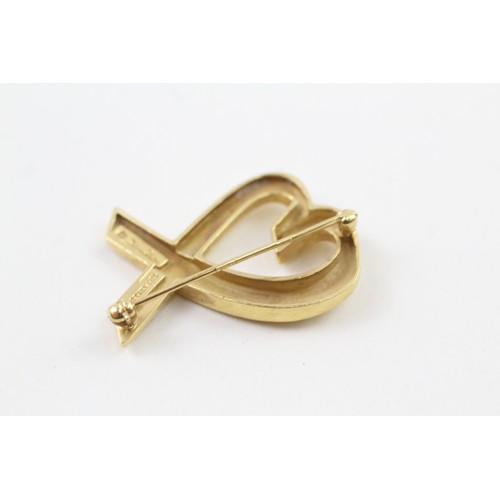 230 - AN 18CT GOLD PALOMA PICASSO FOR TIFFANY LOVING HEART PIN BROOCH, 

Weight: 9.0gms