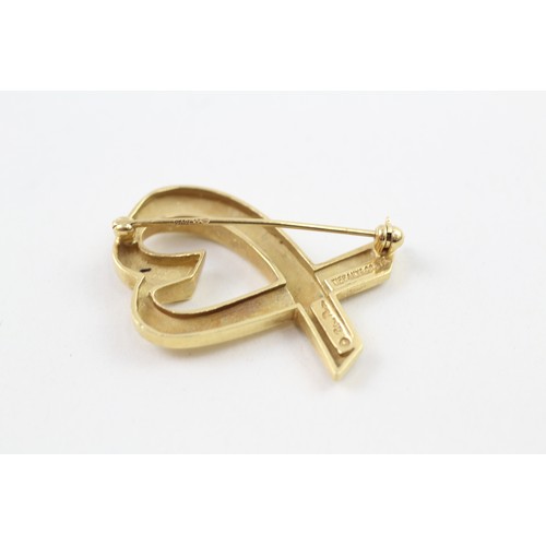 230 - AN 18CT GOLD PALOMA PICASSO FOR TIFFANY LOVING HEART PIN BROOCH, 

Weight: 9.0gms