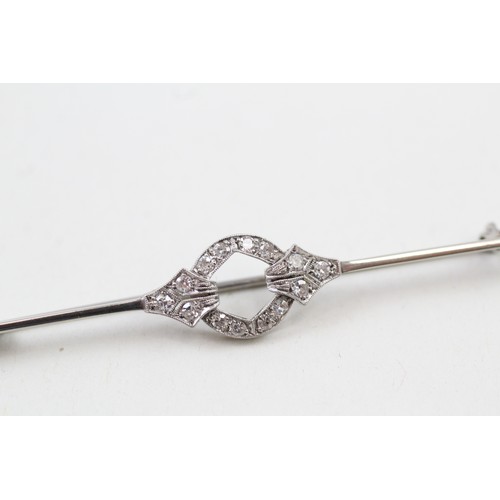 243 - AN 18CT GOLD AND PLATINUM BELLE EPOQUE DIAMOND BAR BROOCH, 

Weight: 3.5gms