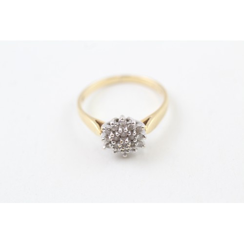 253 - AN 18CT GOLD, DIAMOND SET THREE TIER CLUSTER RING, 

Weight: 3.6gms