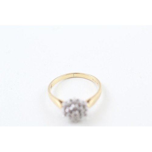 253 - AN 18CT GOLD, DIAMOND SET THREE TIER CLUSTER RING, 

Weight: 3.6gms