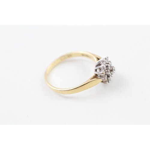 253 - AN 18CT GOLD, DIAMOND SET THREE TIER CLUSTER RING, 

Weight: 3.6gms