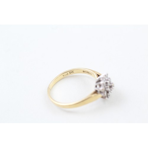 253 - AN 18CT GOLD, DIAMOND SET THREE TIER CLUSTER RING, 

Weight: 3.6gms