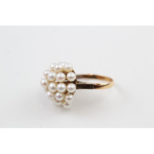 270 - AN 18CT GOLD, CULTURED PEARL CLUSTER RING, 

Weight: 6.8gms